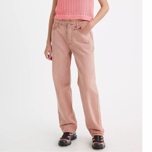 Levi’s Women’s 501 90s Light Pink Premium Button Fly Straight Jeans Size 0 - Picture 2 of 16